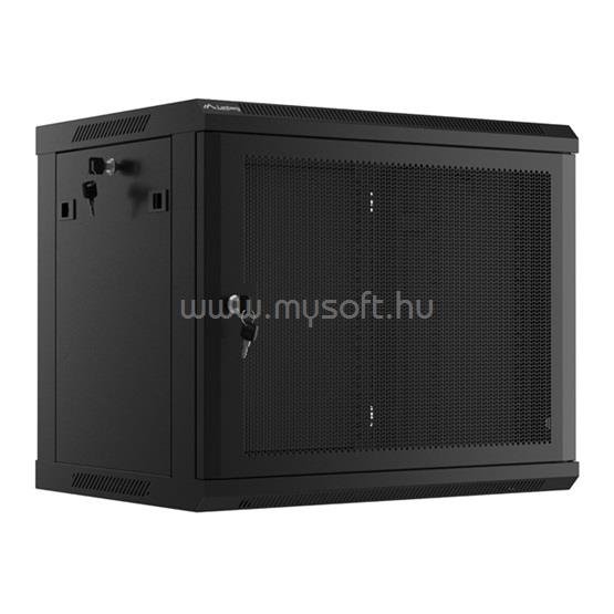 LANBERG 19" fali rack szekrény 9U/600X450 perforált ajtó, lapraszerelt (fekete)