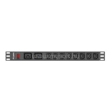 LANBERG 19" PDU/elosztósor 1U 16A 2m 2X C19 8X IEC C13 aljzat, fekete C20