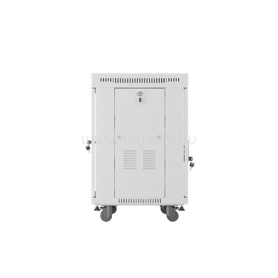 LANBERG 19" szabadon álló rack szekrény 15U/600X600 üvegajtó, lapraszerelt, LCD kijelző, V2 (szürke)