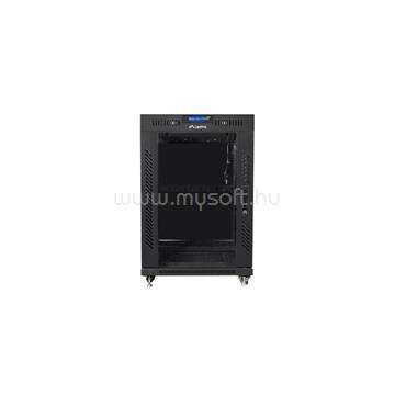 LANBERG 19" szabadon álló rack szekrény 15U/800X1000 üvegajtó, lapraszerelt, LCD kijelző, fekete V2