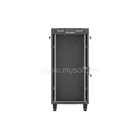 LANBERG 19" szabadon álló rack szekrény 24U/600X600 üvegajtó, lapraszerelt, LCD kijelző, fekete V2