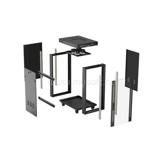 LANBERG 19" szabadon álló rack szekrény 24U/600X800 üvegajtó, lapraszerelt, LCD kijelző, V2 (fekete)