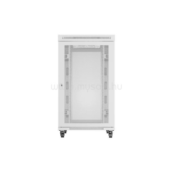 LANBERG 19" szabadon álló rack szekrény 27U/800X1000 perforált ajtó, lapraszerelt, LCD kijelző (szürke)