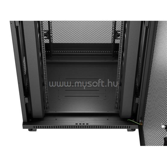 LANBERG 19" szabadon álló rack szekrény 37U/800X800, perforált ajtó, lapraszerelt, LCD kijelző (fekete)