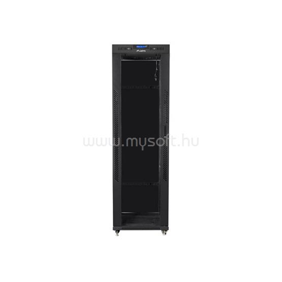 LANBERG 19" szabadon álló rack szekrény 42U/600X1000 üvegajtó, lapraszerelt, LCD kijelző, fekete V2