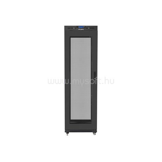 LANBERG 19" szabadon álló rack szekrény 42U/600X800 perforált ajtó, lapraszerelt, LCD kijelző, V2 (fekete)