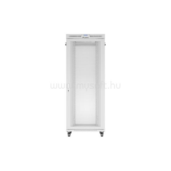 LANBERG 19" szabadon álló rack szekrény 42U/800X1000 perforált ajtó, lapraszerelt, LCD kijelző (szürke)