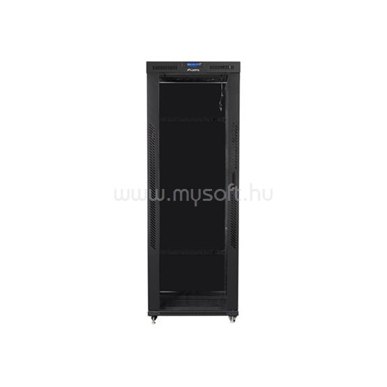 LANBERG 19" szabadon álló rack szekrény 42U/800X1000 üvegajtó, lapraszerelt, LCD kijelző, V2 (fekete)