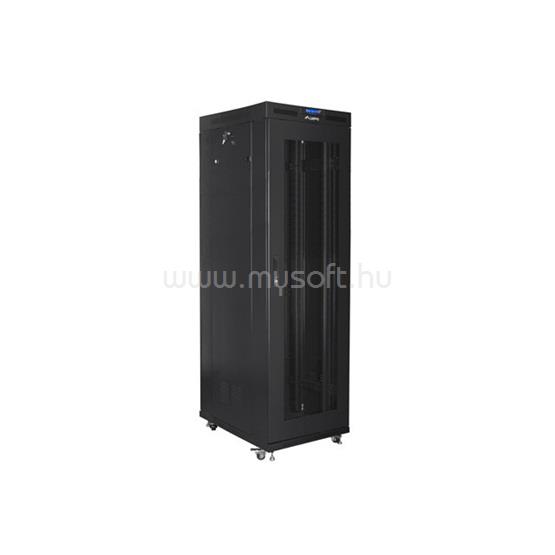 LANBERG 19" szabadon álló rack szekrény 42U/800X800 perforált ajtó, lapraszerelt, LCD kijelző (fekete)