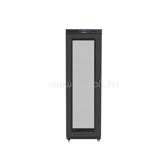 LANBERG 19" szabadon álló rack szekrény 47U/800X1000 perforált ajtó, lapraszerelt, LCD kijelző V2 (fekete)