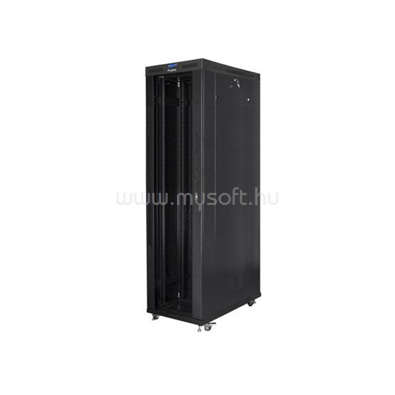 LANBERG 19" szabadon álló rack szekrény 47U/800X1200 üvegajtó, lapraszerelt, LCD kijelző, V2 (fekete)
