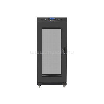 LANBERG 19" szabadonálló rack szekrény 27U/600X800 perforált ajtó, lapraszerelt, LCD kijelző, fekete V2