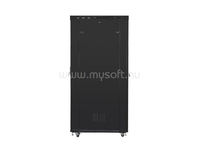 LANBERG 19" szabadonálló rack szekrény 42U/800X1200 perforált ajtó, lapraszerelt, LCD kijelző V2 (fekete)