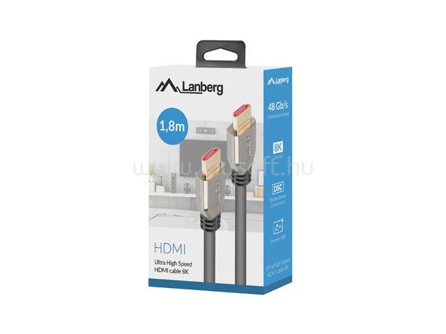 LANBERG CA-HDMI-30CU-0018-BK HDMI v2.1 kábel 8K 60Hz 1.8 m (fekete)