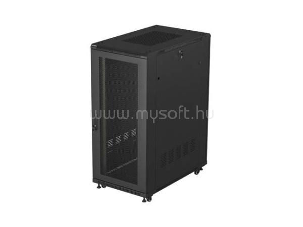 LANBERG FF01-6027-23B 19" 27U SZÉL:600mm MÉLY:1000mm MAG:1300mm lapraszerelt hálós fémajtós fekete álló szerver szekrény