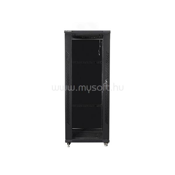 LANBERG FF01-6632-12B 19" 32U SZÉL:600 MÉLY:600 MAG:1603 lapraszerelt üvegajtós fekete rack szekrény
