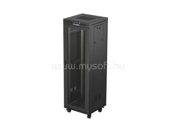 LANBERG FF01-6637-23BL 19 37U SZÉL:600mm MÉLY:600mm MAG:1898mm lapraszerelt LCD hálós fémajtós fekete álló rack szekrény