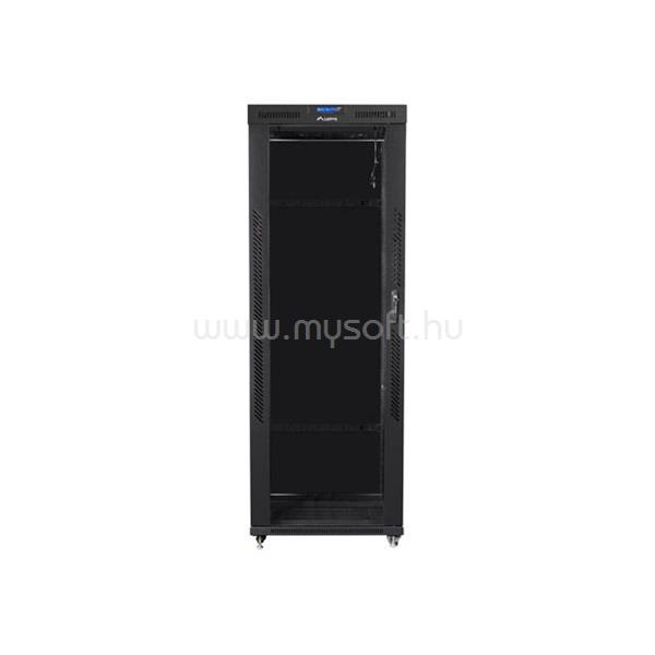 LANBERG FF01-8842-12BL 19" 42U SZÉL:800 MÉLY:800 MAG:2097 lapraszerelt üvegajtós fekete rack szekrény