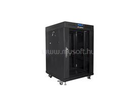 LANBERG free standing rack 19inch cabinet 15U 600x600 glass door LCD flat pack black FF01-6615-12BL small