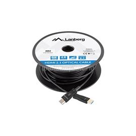 LANBERG HDMI v2.1 M/M 8K@60Hz DSC használatával, összekötő AOC kábel - 40 méter CA-HDMI-30FB-0400-BK small