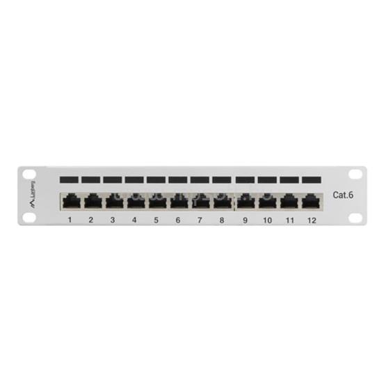 LANBERG Patch panel 12 port 1U 10" CAT.6 árnyékolt, szürke