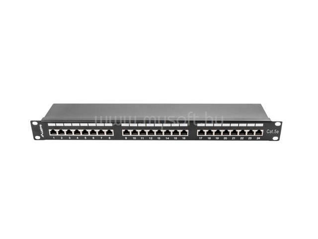 LANBERG Patch panel 24 port 1U 19" CAT.5e árnyékolt (fekete)