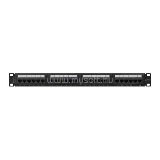 LANBERG Patch panel 24 port 1U 19" CAT.6a UTP, fekete