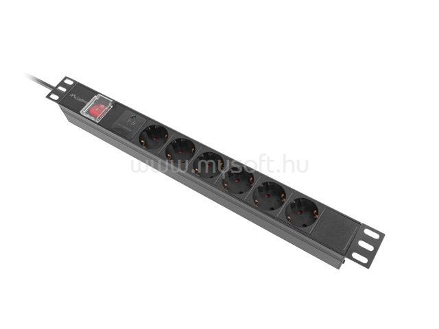 LANBERG PDU-06F-0200-BK Power Distrubution Unit PDU 19inch 1U 16A 2m 6x Schuko outlets black