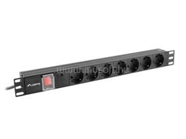 LANBERG PDU-07F-0200-IEC-BK 19" 1U 7xSchuko aljzat C14 csatlakozóvéggel 2m fekete elosztósor kapcsolóval PDU07F0200IECBK small