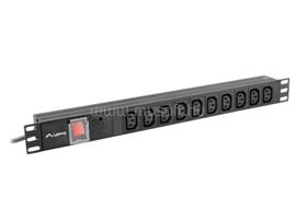 LANBERG PDU-10I-0200-IEC-BK 19" 1U 10xC13 aljzat C14 csatlakozóvéggel 2m fekete elosztósor kapcsolóval PDU10I0200IECBK small