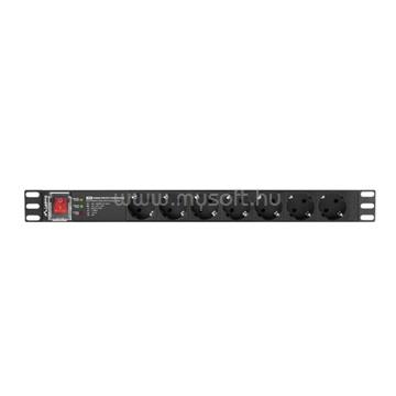 LANBERG PDU-PRO-07F-0200-BK - 19" PDU/elosztósor PRO 1U 16A 2m 7x Schuko aljzat SPD-3MP