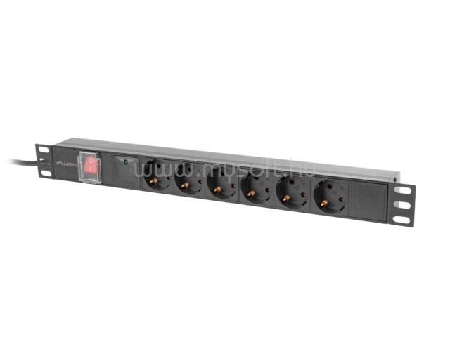 LANBERG PDU Rack 19inch 1U 10A 6x Schuko Black C14 2m