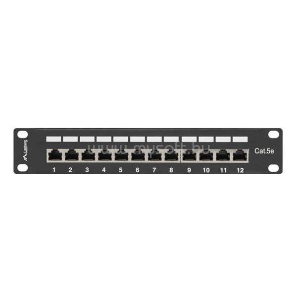 LANBERG PPF5-9012-B 10"/1U 12port Cat5e FTP árnyékolt fekete patch panel