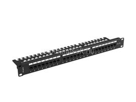LANBERG PPUA-1124-B 19" 1U Cat.6A UTP 24port árnyékolatlan kábelrendezős fekete patch panel PPUA-1124-B small
