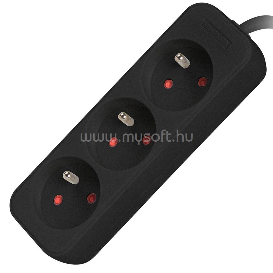 LANBERG PS0-03E-0300-BK 3M Black 3X 230V Lanter EXTENSION PL. CABLE FROM FULL COPPER