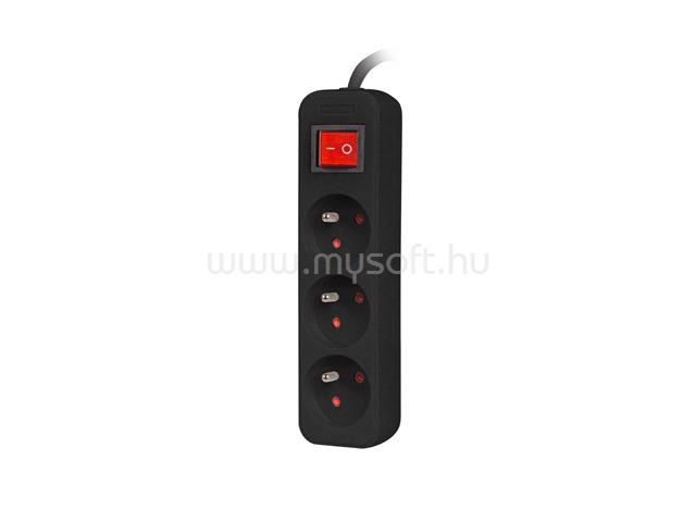 LANBERG PS1-03E-0150-BK 1.5M Black LANTERGE CURVE 3X 230V PL WITH CIRCUIT BREAKER FULL COPPER
