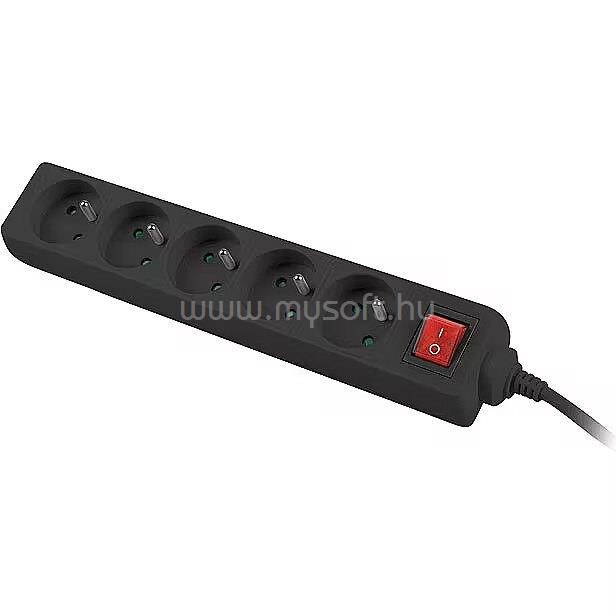 LANBERG PS1-05E-0150-BK 1.5M Black LANTERGE CURVE 5X 230V PL WITH CIRCUIT BREAKER FULL COPPER