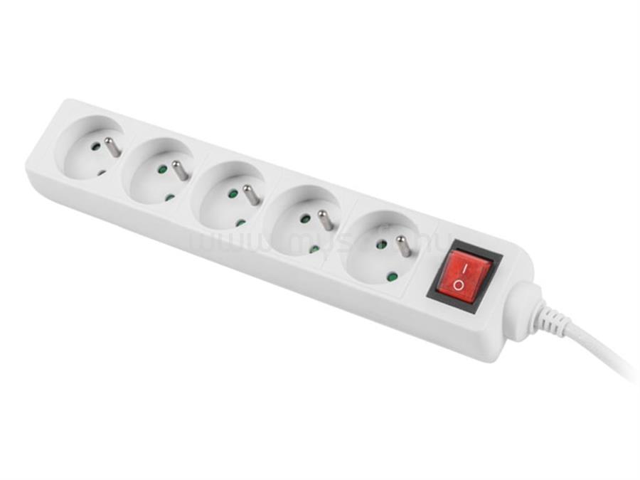 LANBERG PS1-05E-0300-W 3M White LANTERGE CURVE 5X 230V PL WITH CIRCUIT BREAKER FULL COPPER