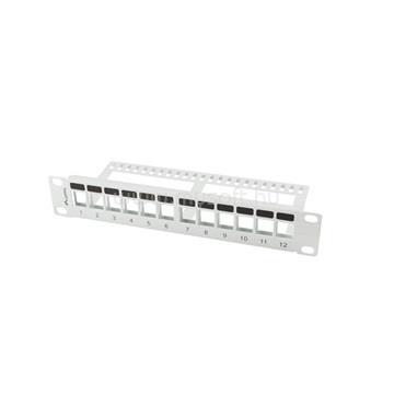 LANBERG Üres patch panel 12 port 1U 10" tehermentesítővel (szürke)