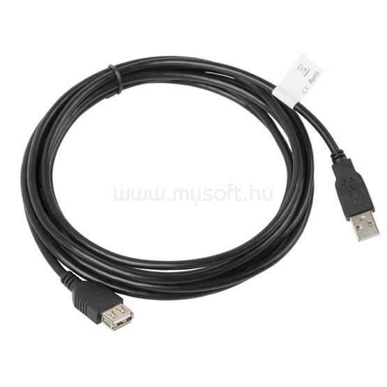 LANBERG USB-A (M/F) 2.0 kábel, 3 m (fekete)