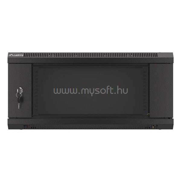LANBERG WF01-6404-10B 19" 4U SZÉL:600mm MÉLY:450mm MAG:290mm üvegajtós fekete fali rack szekrény