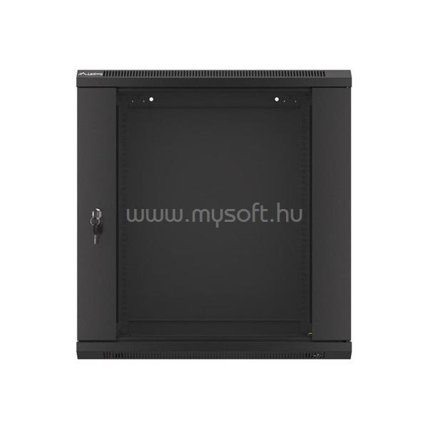 LANBERG WF01-6412-10B 19" 12U SZÉL:600mm MÉLY:450mm MAG:640mm üvegajtós fekete fali rack szekrény
