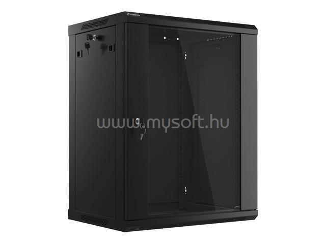 LANBERG WF01-6415-10B lapraszerelt fekete fali rack szekrény 19inch flat pack 15U/600x450mm
