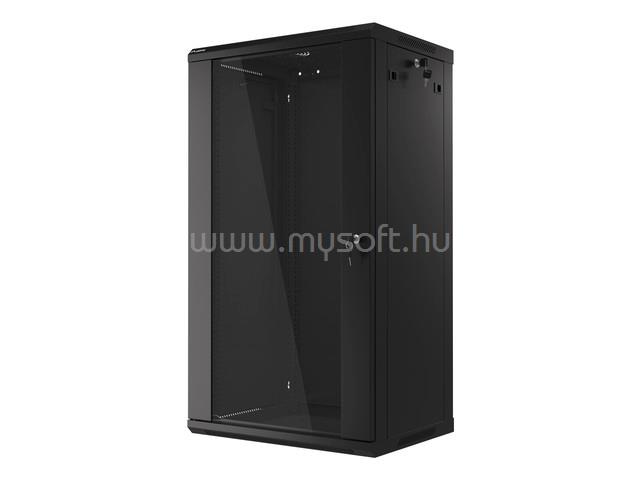 LANBERG WF01-6422-10B lapraszerelt fekete fali rack szekrény 19inch flat pack 22U/600x450mm