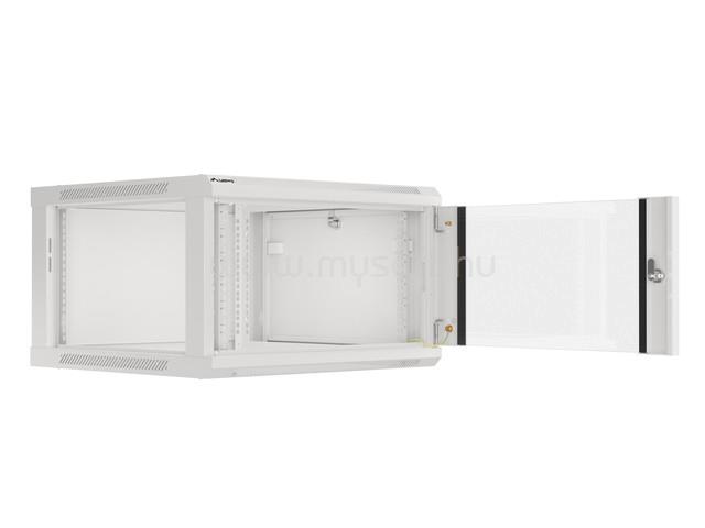 Lanberg 19" fali rack szekrény 6U/600X600 üvegajtó, lapraszerelt, szürke V2