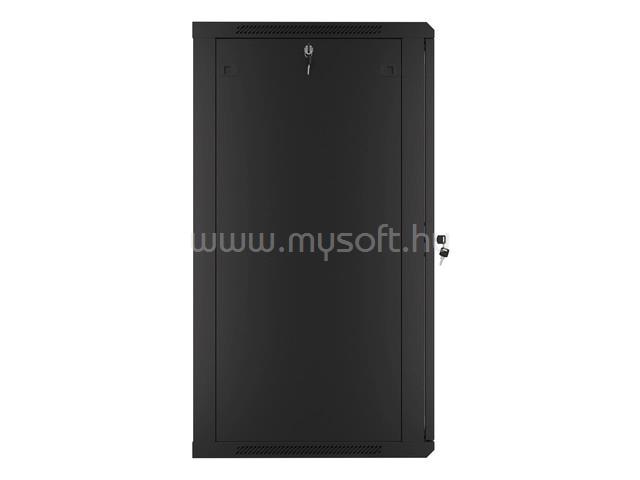 LANBERG WF01-6622-10B 19" 22U SZÉL:600 MÉLY:600 MAG:1085 lapraszerelt üvegajtós fekete fali rack szekrény