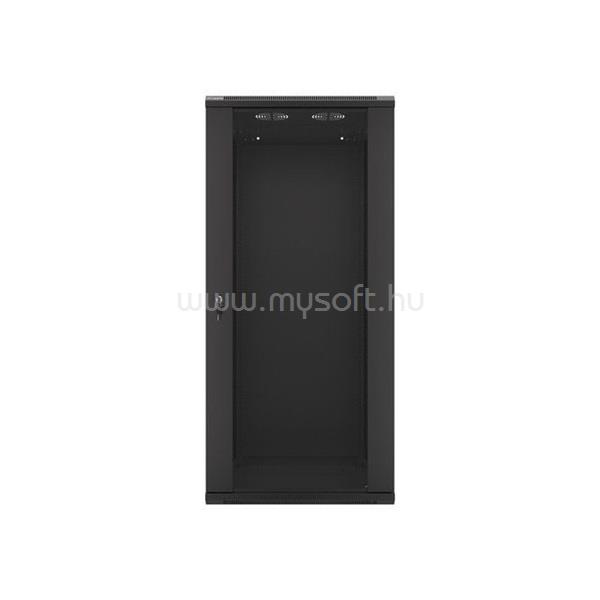 LANBERG WF01-6627-10B 19" 27U SZÉL:600mm MÉLY:600mm MAG:1307mm üvegajtós fekete fali rack szekrény