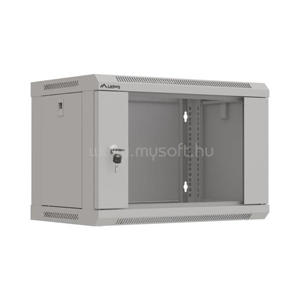 LANBERG WF03-5306-10S 19" 6U SZÉL:540mm MÉLY:350mm MAG:370mm lapraszerelt üvegajtós szürke fali rack szekrény