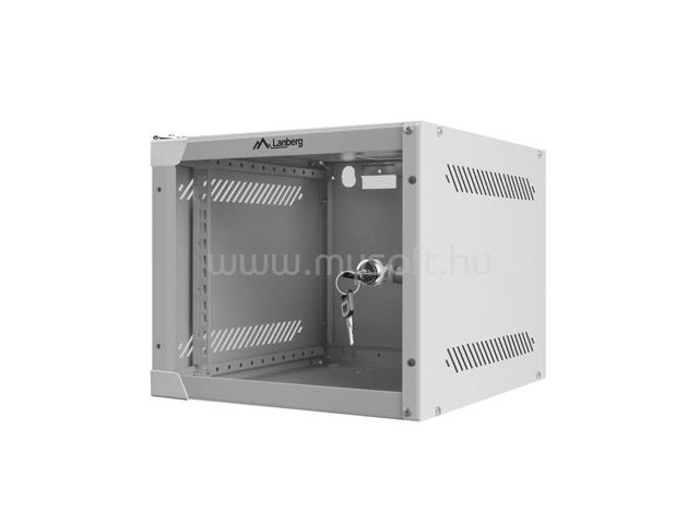 Lanberg 10" fali rack szekrény 4U/280X310, üvegajtó, lapraszerelt, szürke