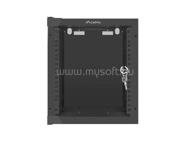 LANBERG WF10-2306-10B üvegajtós fekete fali rack szekrény 10inch 6U 280X310